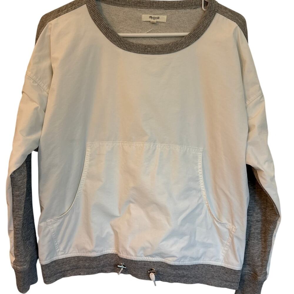 Madewell White & Gray Lightweight Over-Sized Athleisure Sweatshirt  XXS